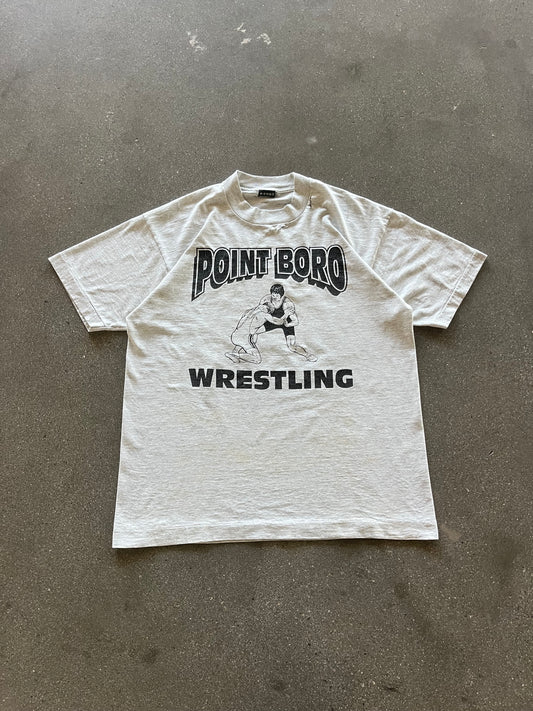 90’S THRASHED “POINT BORO WRESTLING” TEE - L