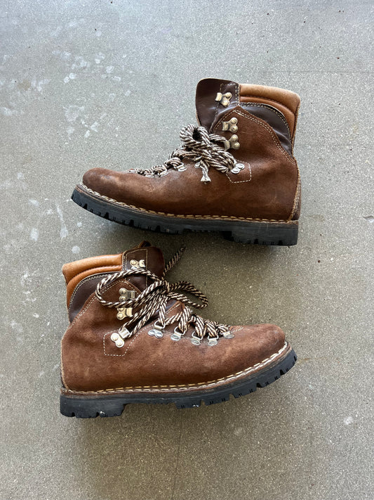 90’S THOM MCAN ITALIAN BROWN LEATHER HIKING BOOTS - 9 US MEN