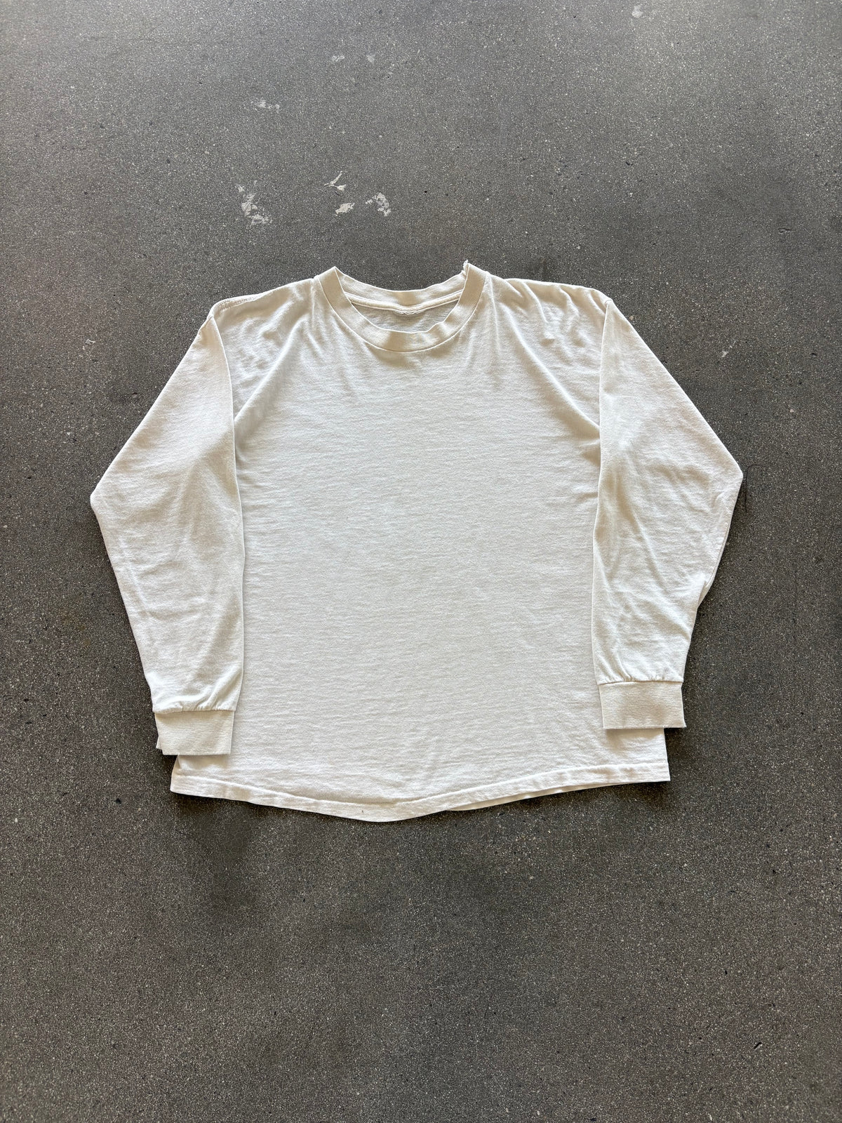 80’S WHITE SINGLE STITCH LONGSLEEVE - S