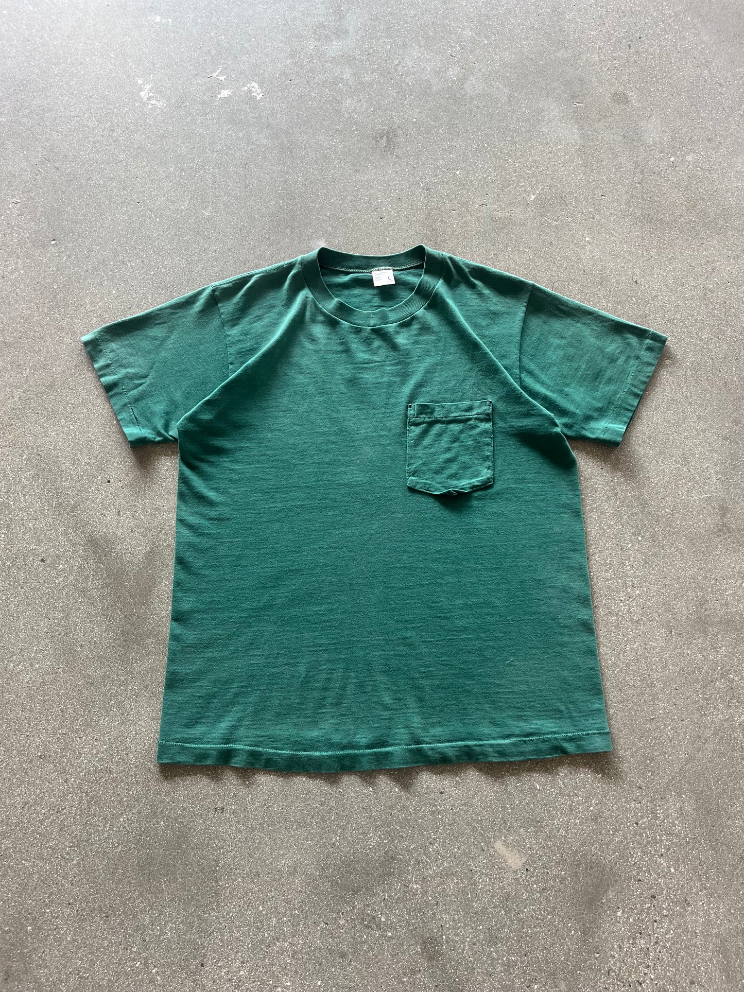 60’S FOREST GREEN SELVEDGE POCKET TEE - M/L