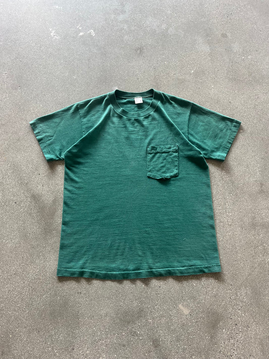 60’S FOREST GREEN SELVEDGE POCKET TEE - M/L