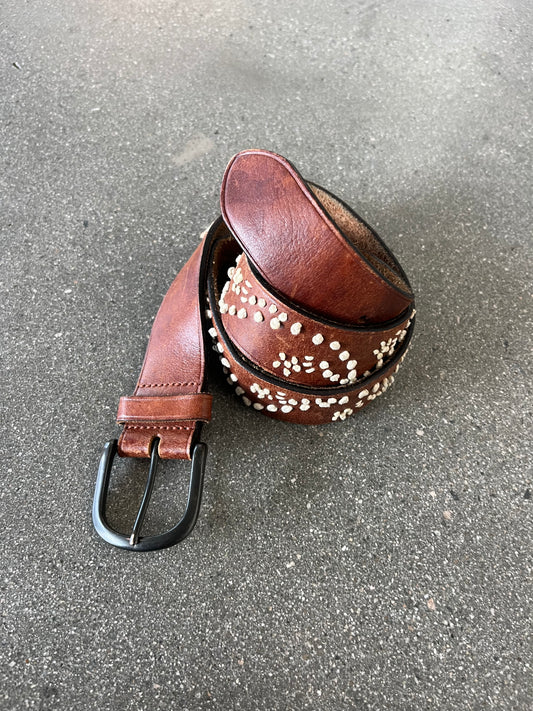 2000’S ABERCROMBIE BROWN LEATHER SEWN BELT - 31-35