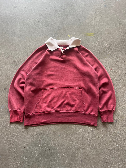 70’S SUNFADED MAROON RUGBY LONGSLEEVE - M/L