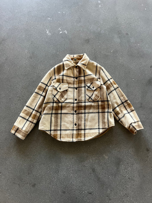 70’S SEARS PLAID FLANNEL COAT - L