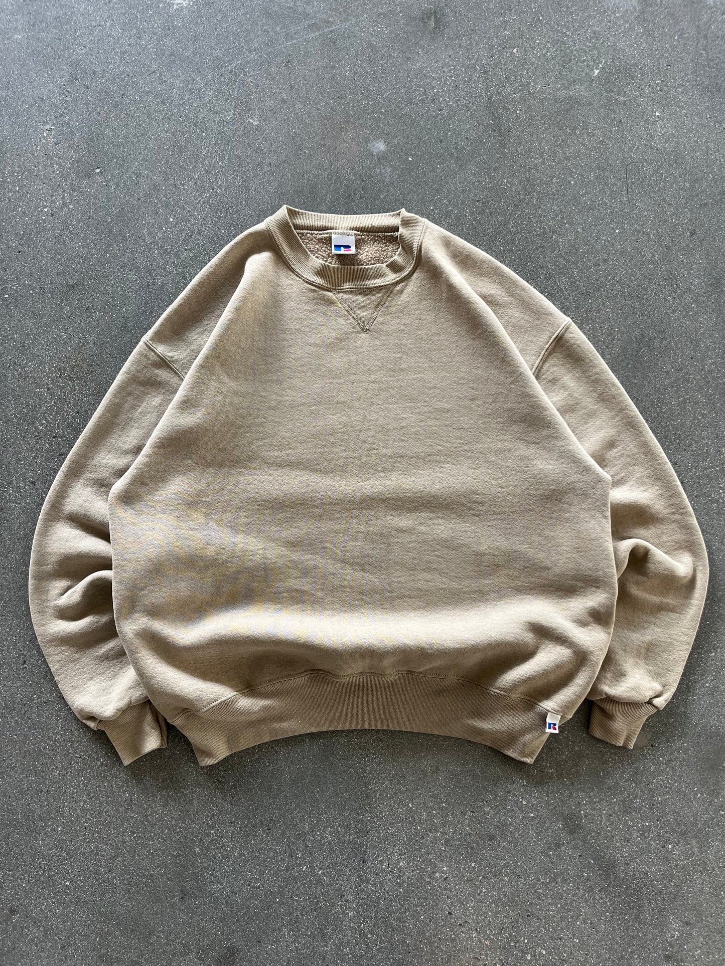90’S CREAM BROWN RUSSELL ATHLETIC CREWNECK - BOXY L
