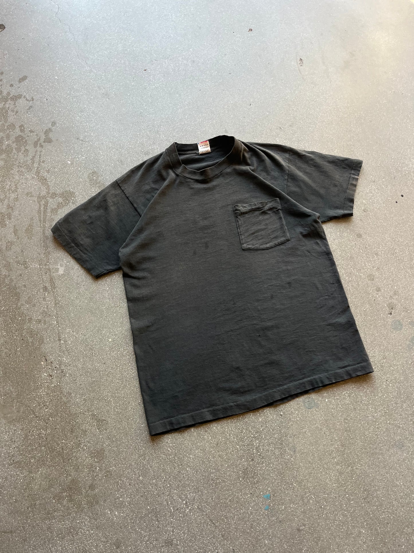 90’S SUNFADED BLACK SELVEDGE POCKET TEE - M/L