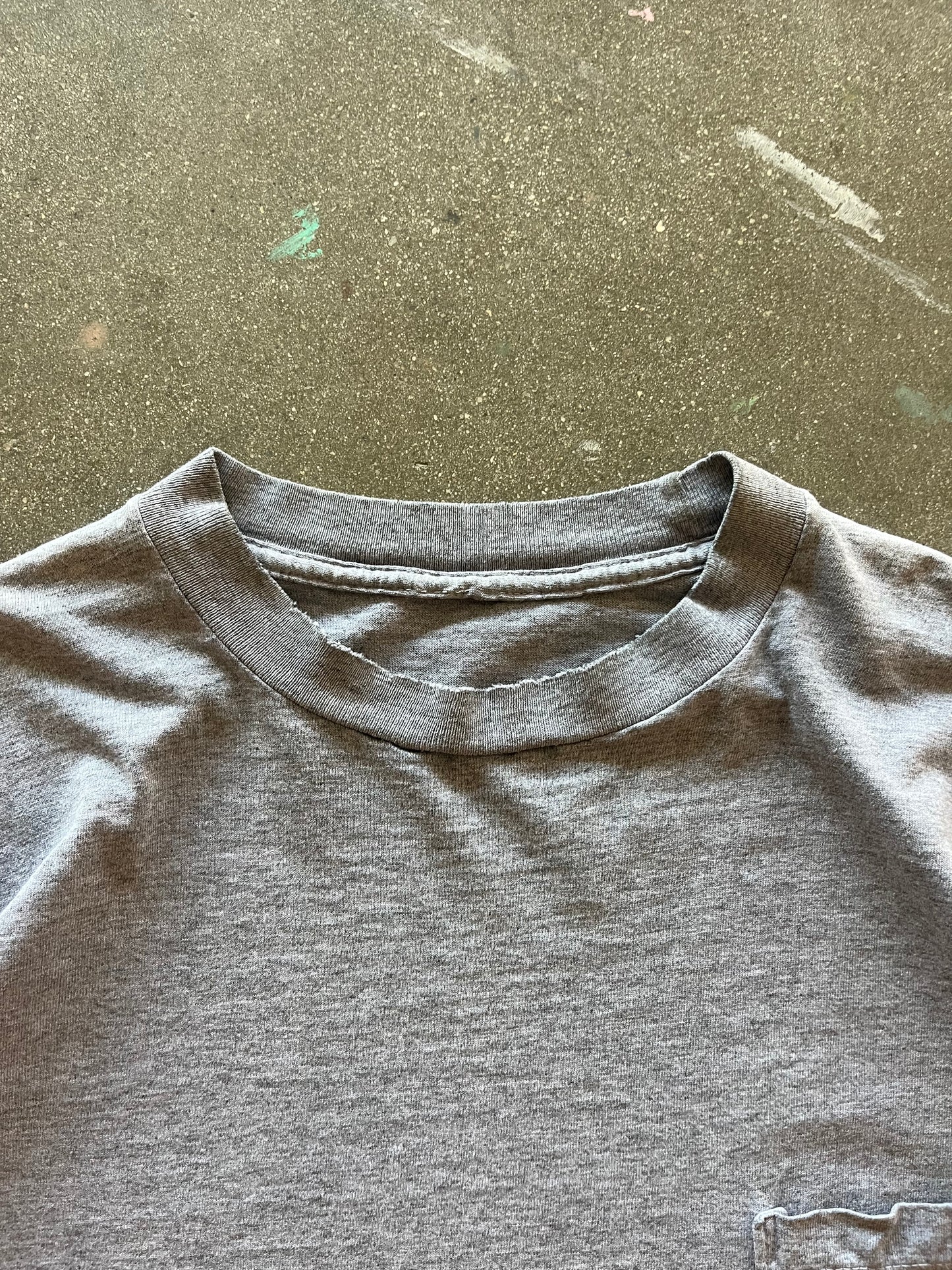 90’S FADED CHARCOAL SELVEDGE POCKET TEE - XL