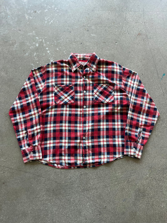 80’S RED CASEADE WOVEN FLANNEL - BOXY M/L