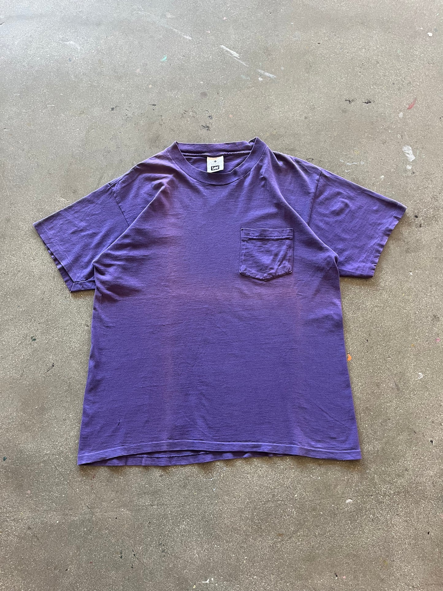 90’S SUNFADED GRAPE SELVEDGE POCKET TEE - L/XL