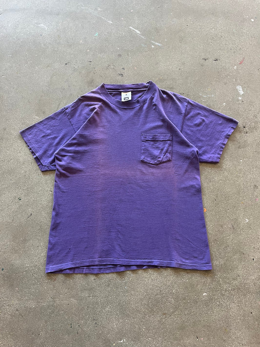 90’S SUNFADED GRAPE SELVEDGE POCKET TEE - L/XL