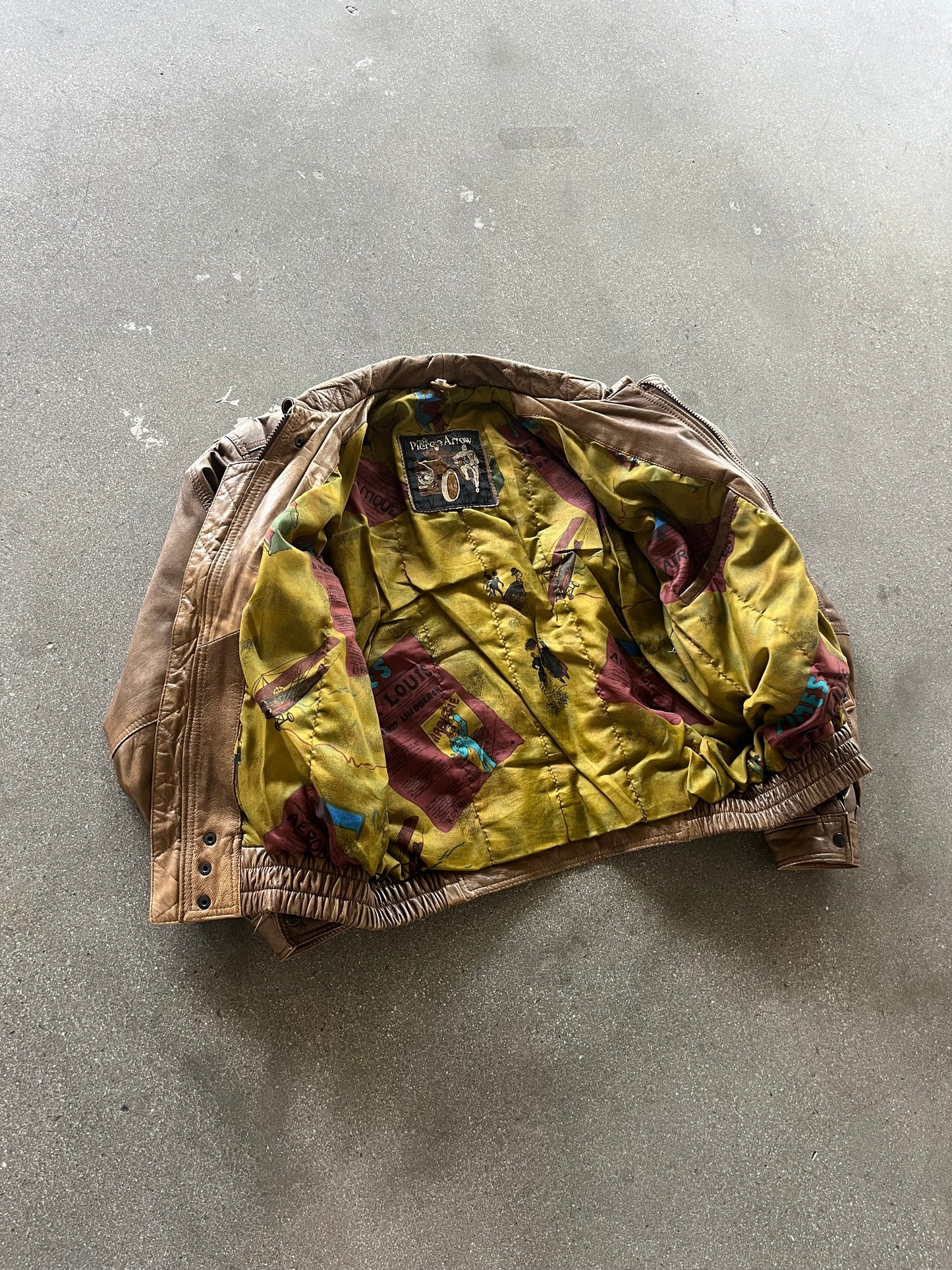 80’S BROWN LEATHER FLIGHT JACKET - M