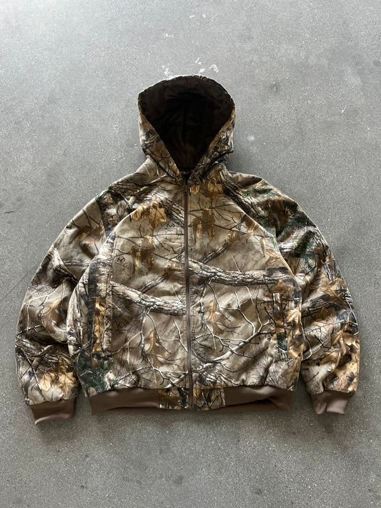 90’S REALTREE CAMO ZIP UP HOODED JACKET - BOXY XL
