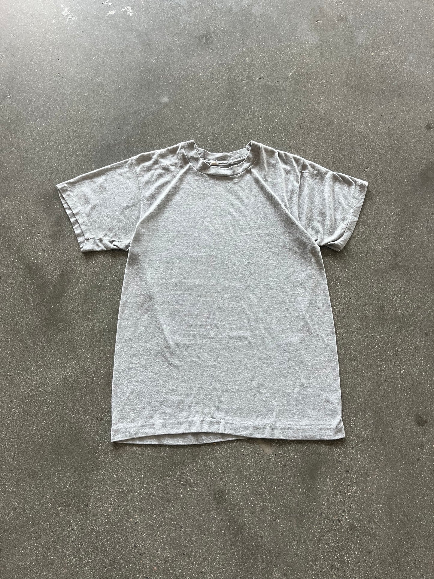 80’S SLUB CEMENT GRAY BLANK TEE - S/M