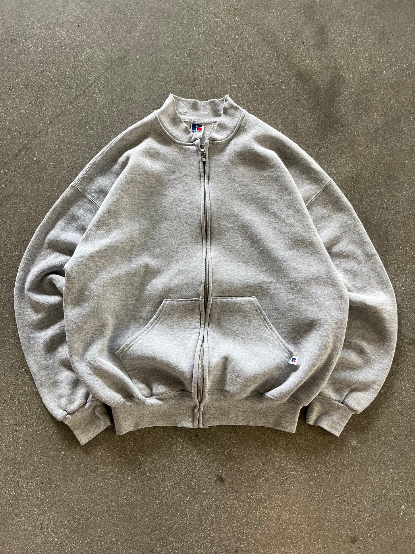 90’S HEATHER GRAY ZIP UP RUSSELL - BOXY L