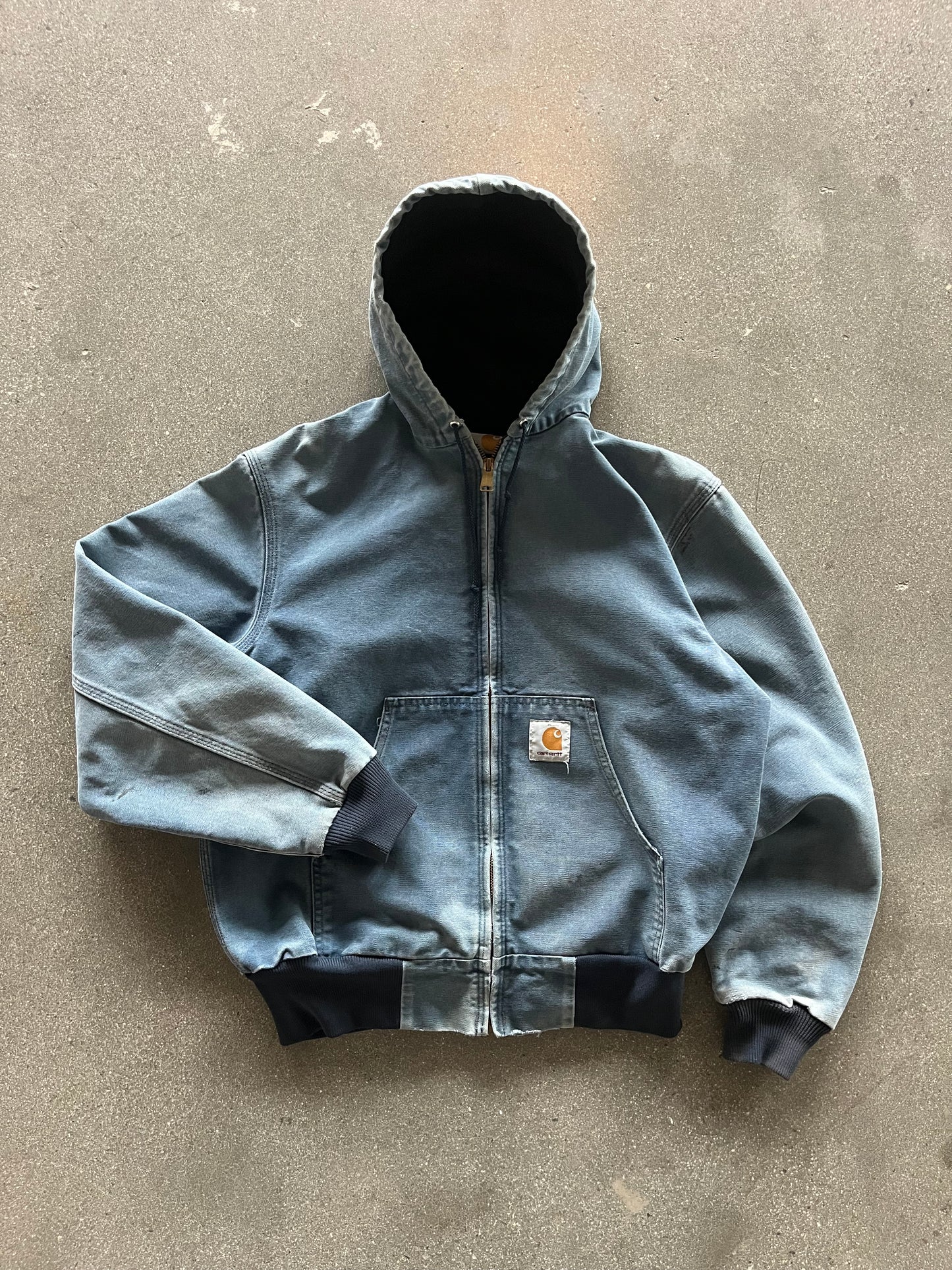 90’S FADED SKY BLUE HOODED CARHARTT JACKET - BOXY M