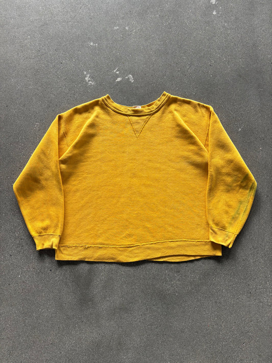 70’S MUSTARD YELLOW “SINGLE-V” RUSSELL CREWNECK - BOXY S