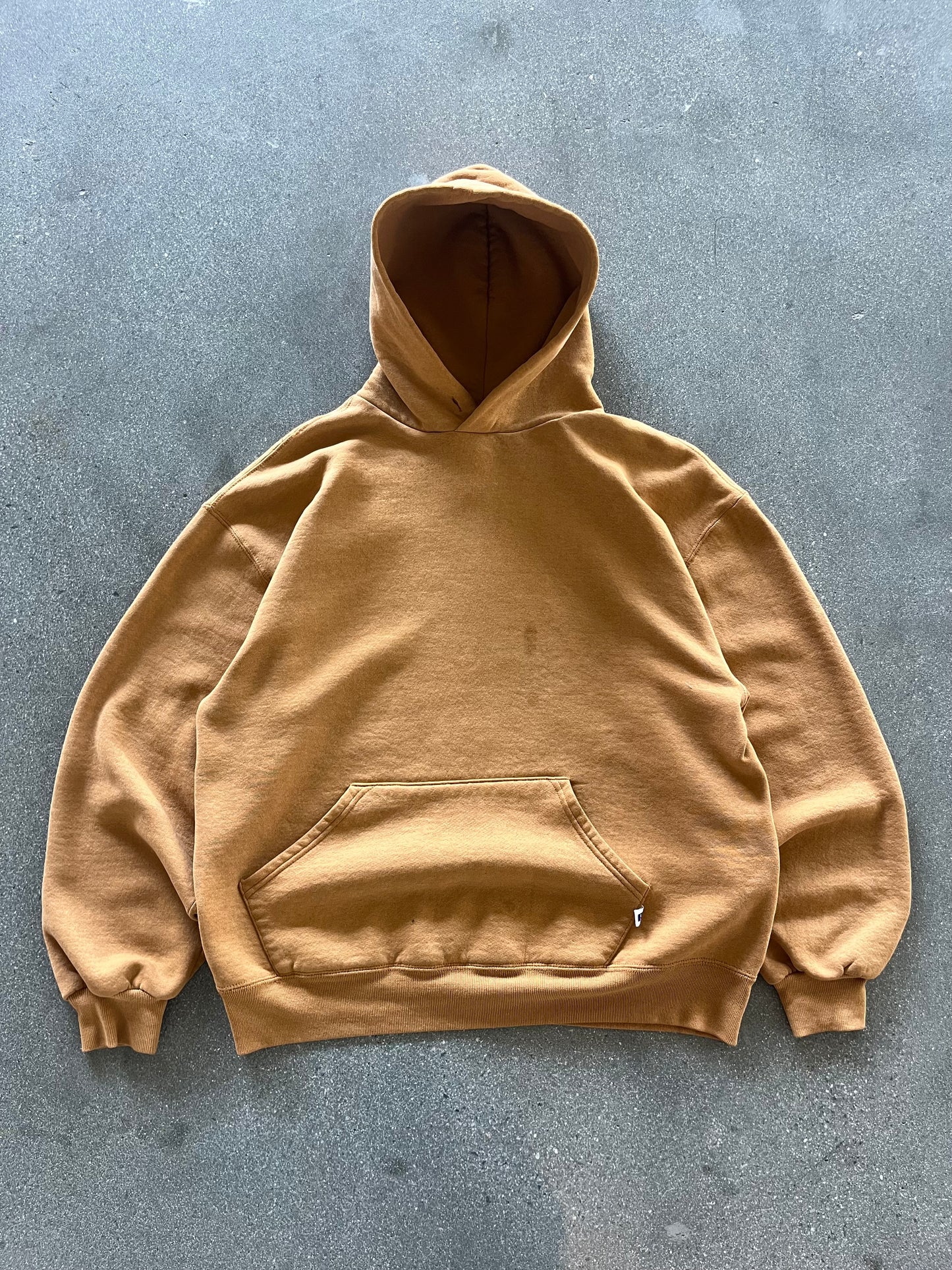90’S CARAMEL BROWN RUSSELL ATHLETIC HOODIE - BOXY L