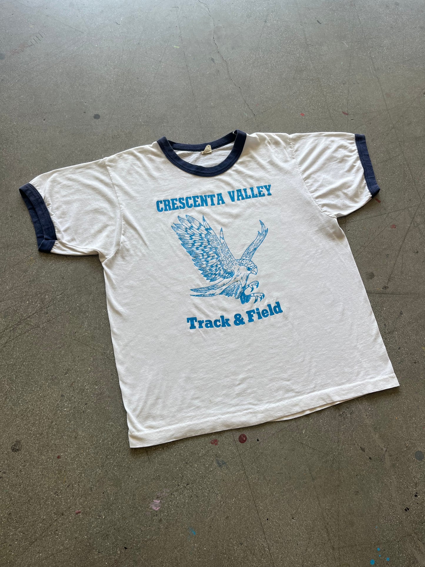 80’S NAVY “CRESCENTA VALLEY” TRACK RINGER - BOXY M