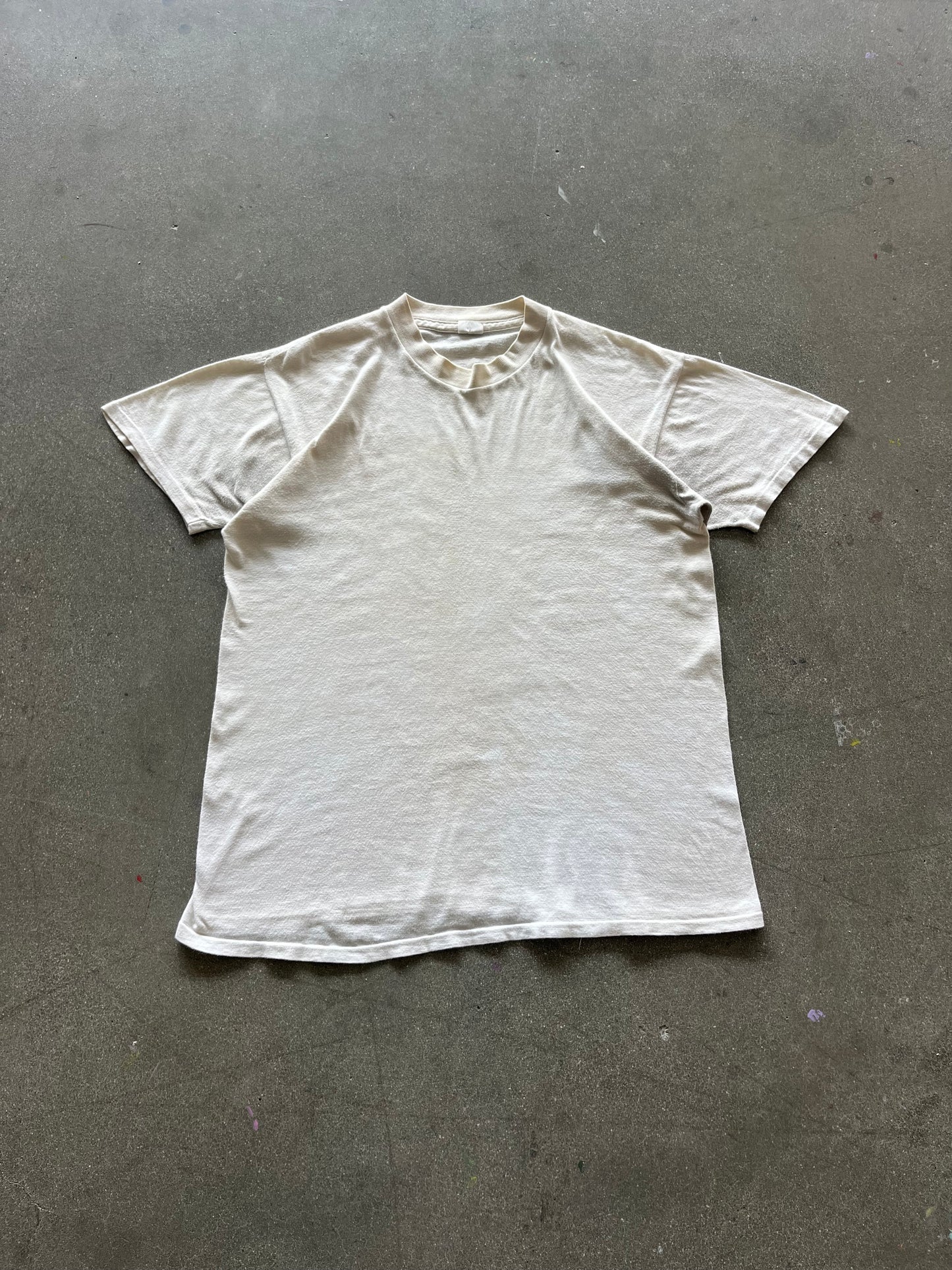 70’S THRASHED WHITE JOCKEY BLANK TEE - L
