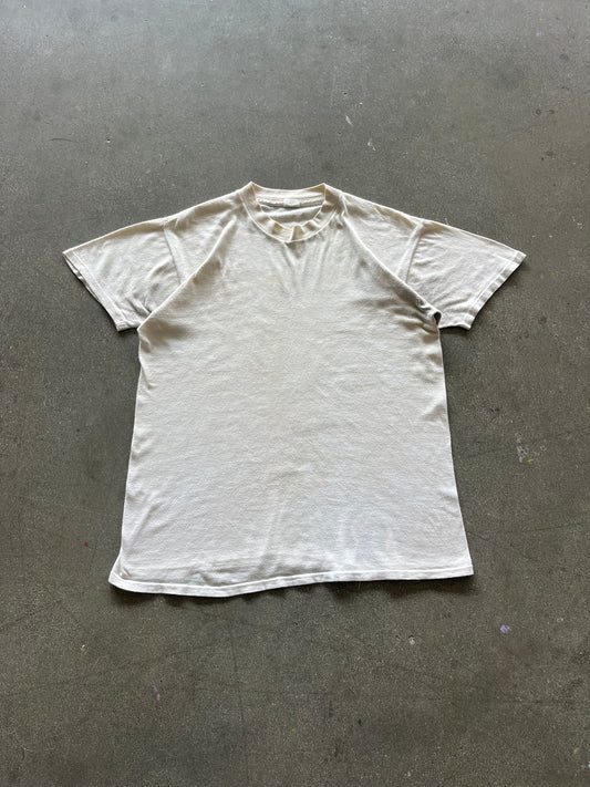 70’S THRASHED WHITE JOCKEY BLANK TEE - L