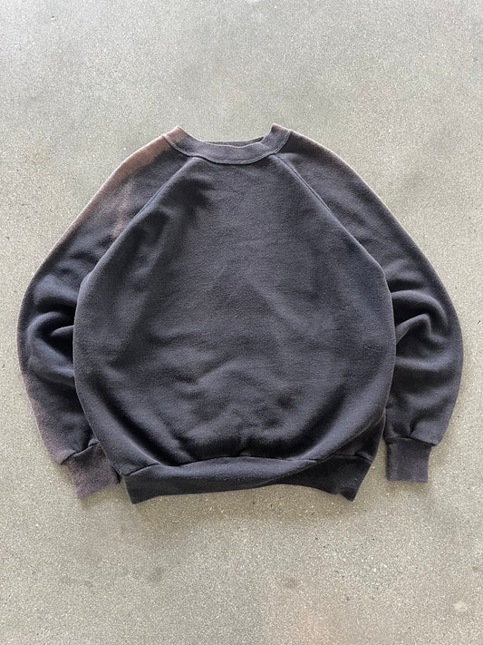 90’S SUNFADED BLACK RAGLAN CREWNECK - BOXY M