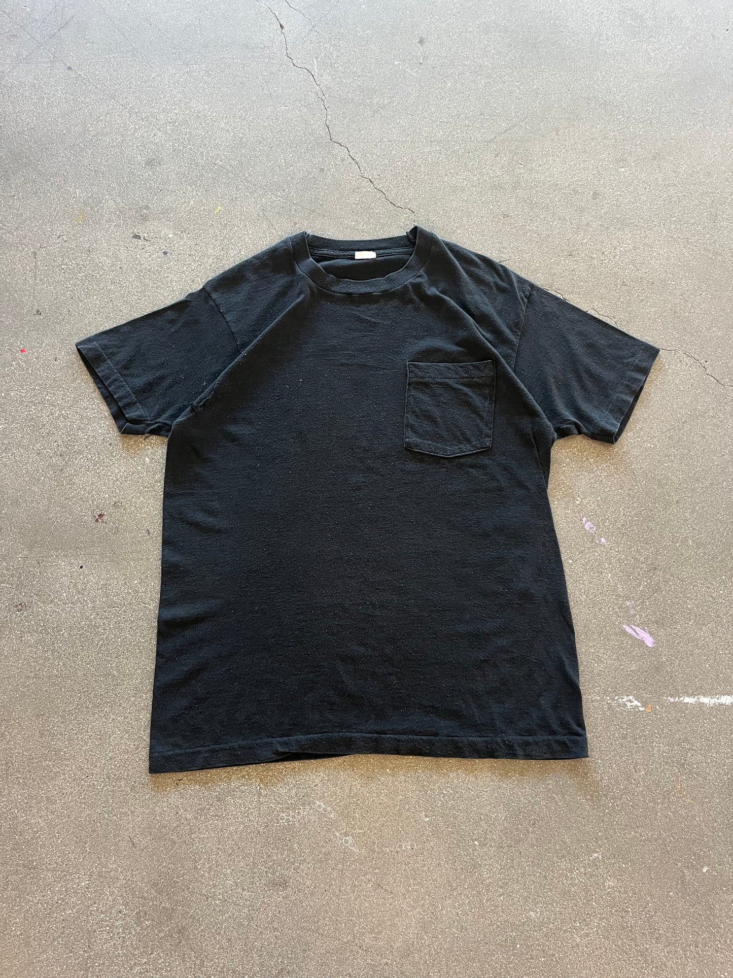 90’S BLACK SELVEDGE POCKET TEE - M/L
