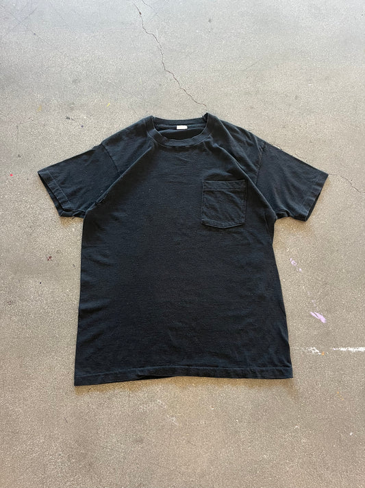 90’S BLACK SELVEDGE POCKET TEE - M/L