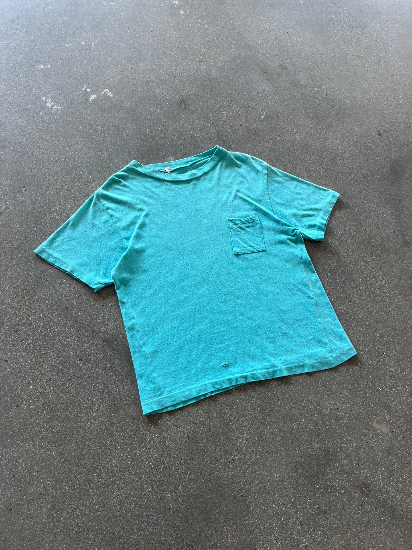 70’S TEAL POCKET TEE - BOXY S
