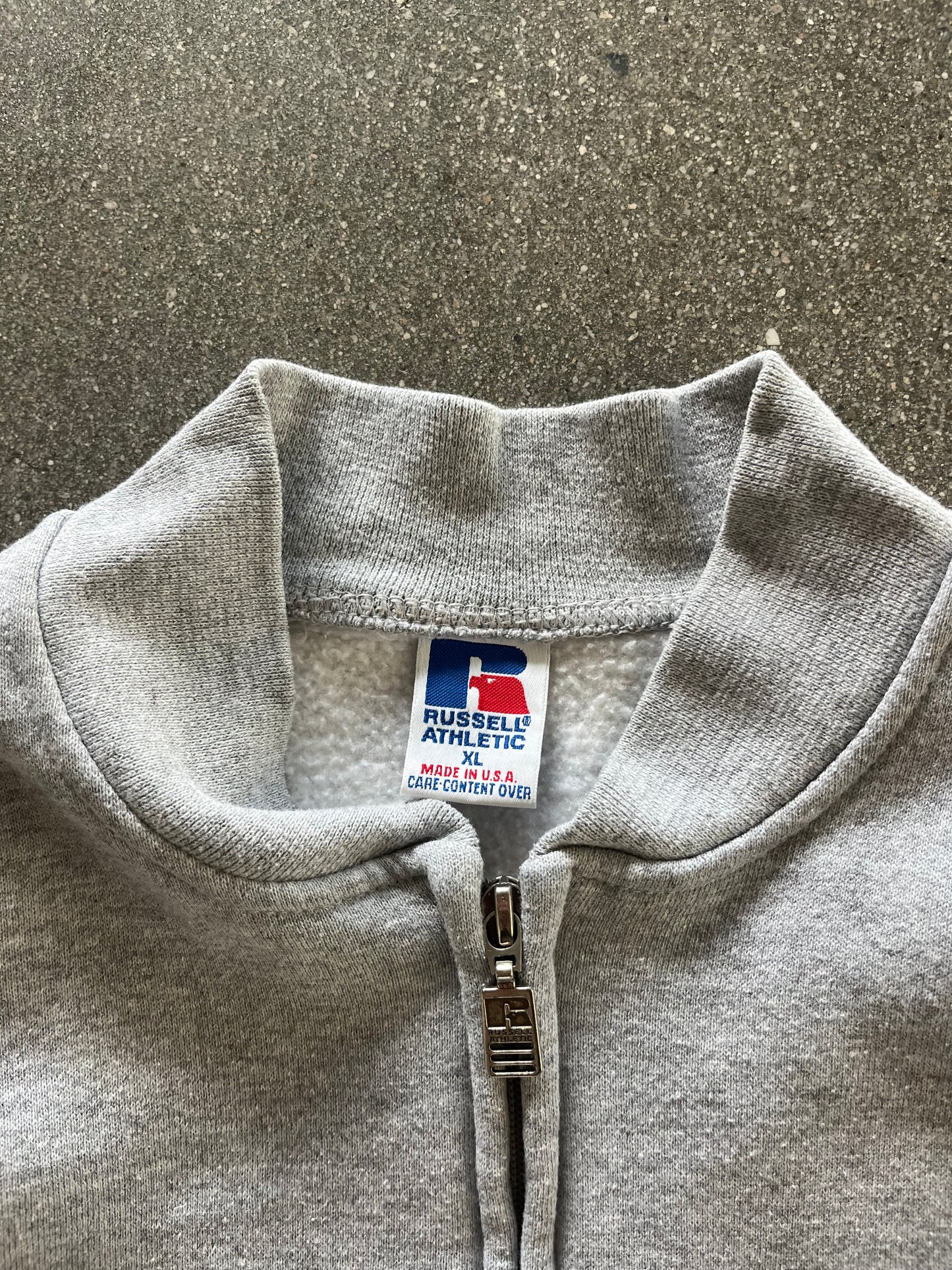 90’S HEATHER GRAY ZIP UP RUSSELL - BOXY L