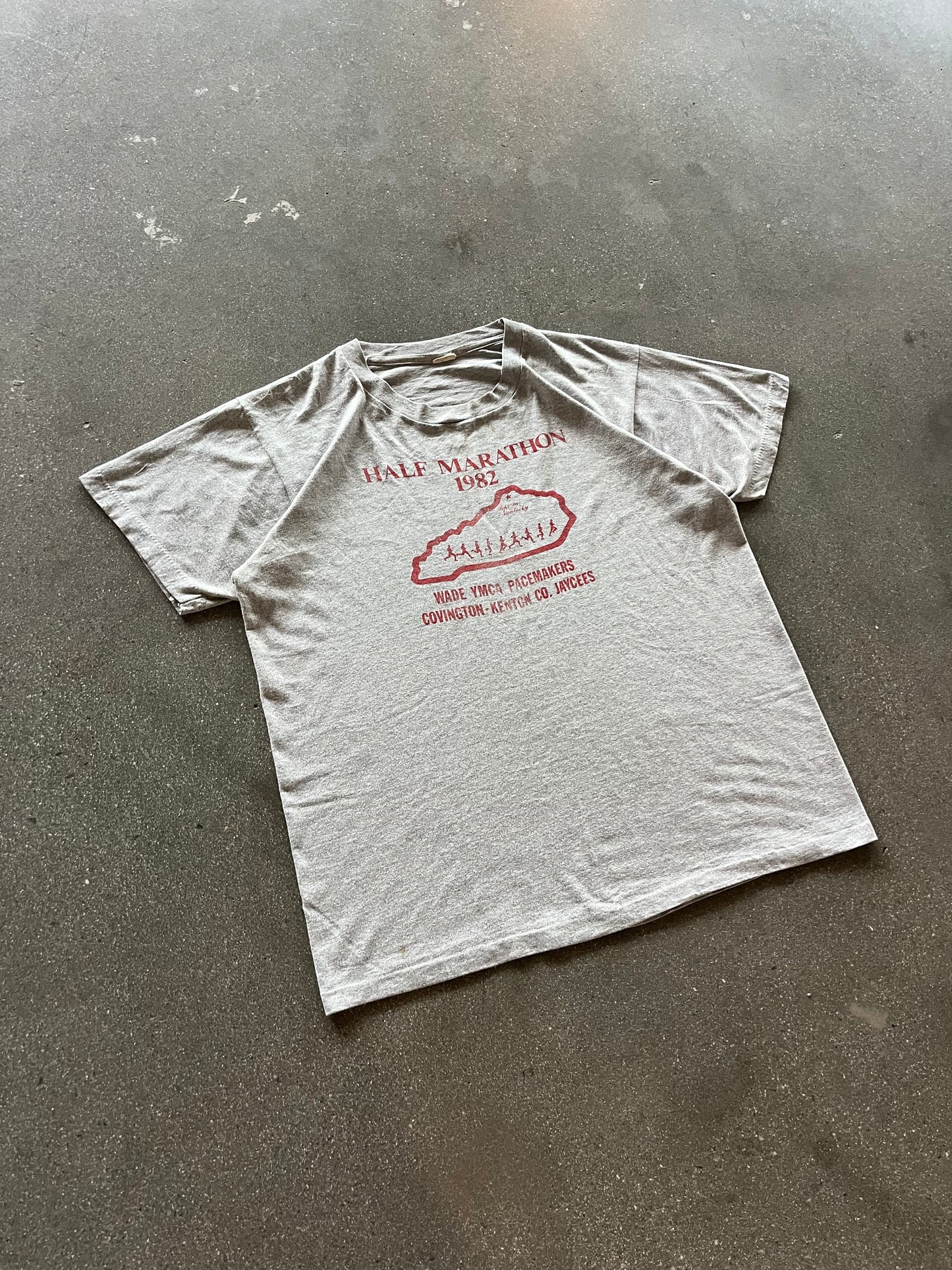 80’S HEATHER GRAY “HALF MARATHON” TEE - L/XL