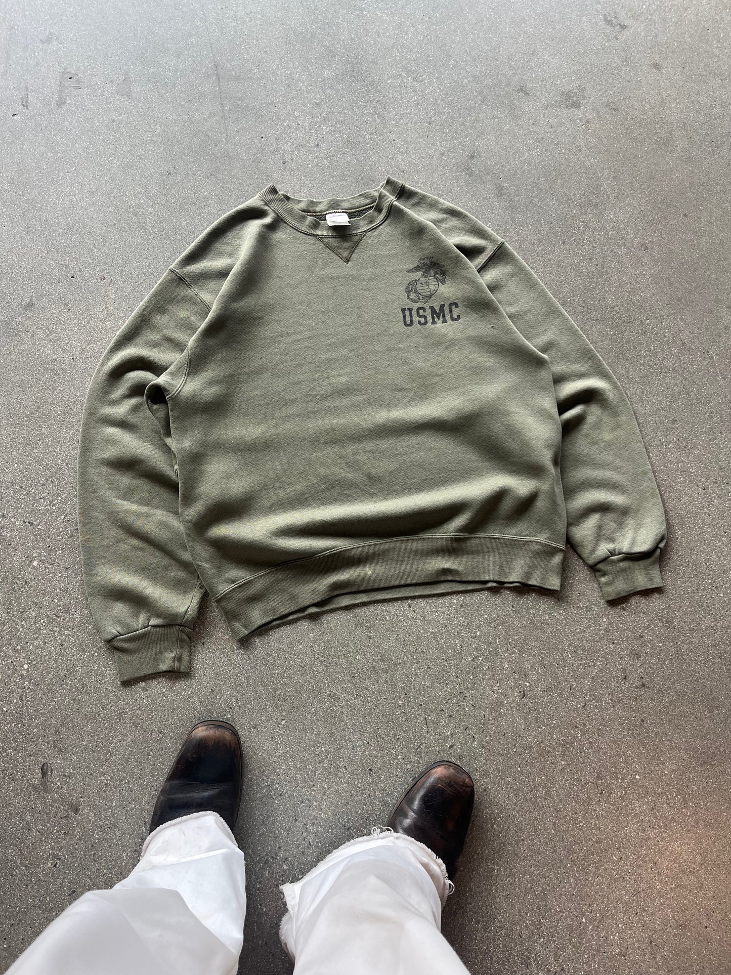 90’S FOREST GREEN USMC CREWNECK - BOXY M/L
