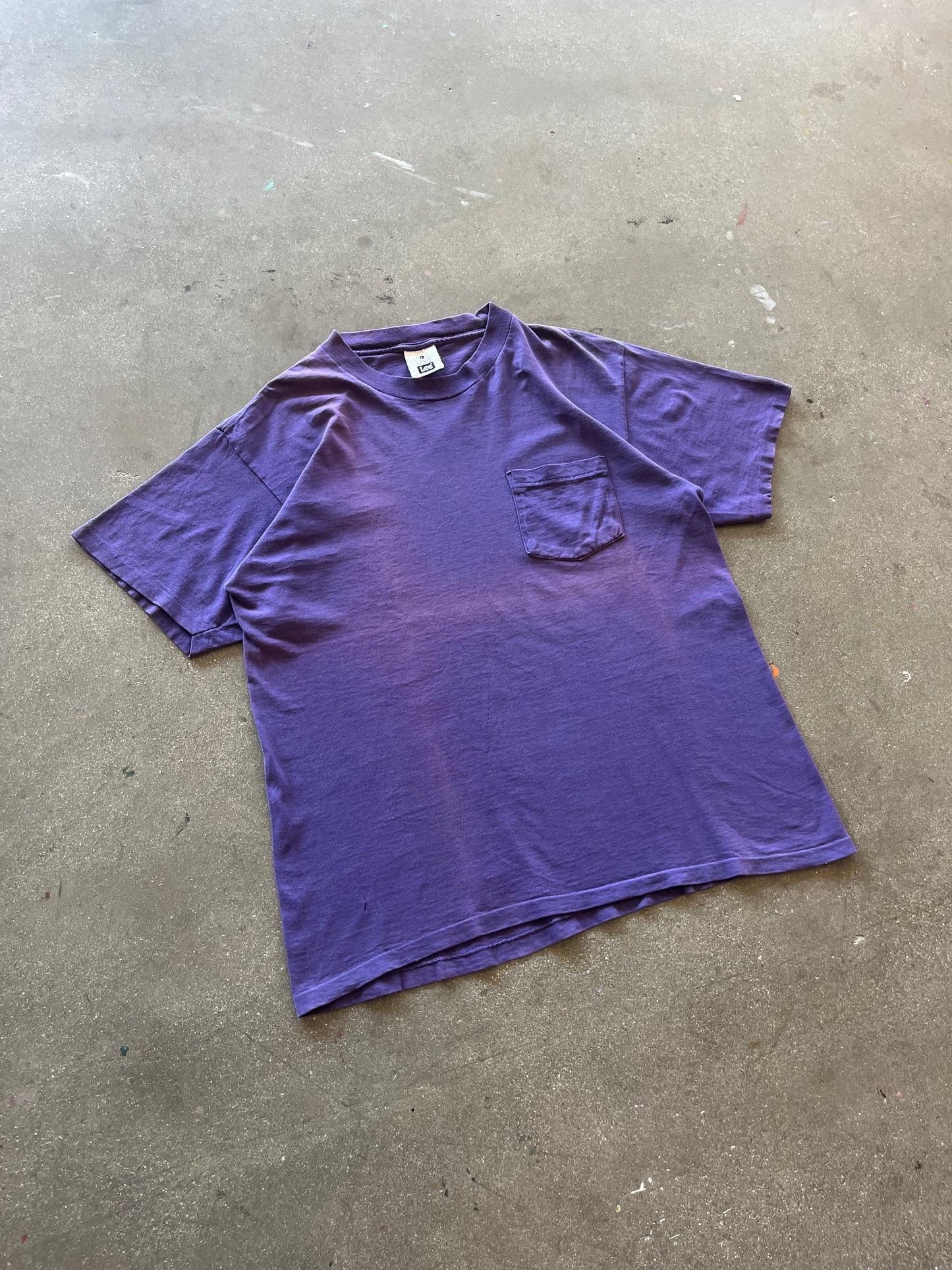 90’S SUNFADED GRAPE SELVEDGE POCKET TEE - L/XL