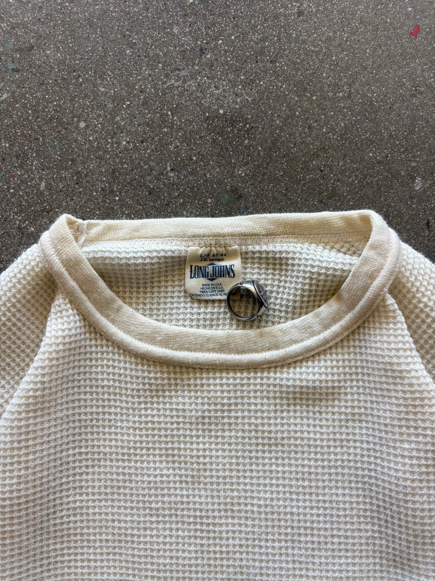 80’S CREAM LONGJOHNS WAFFLE THERMAL - M