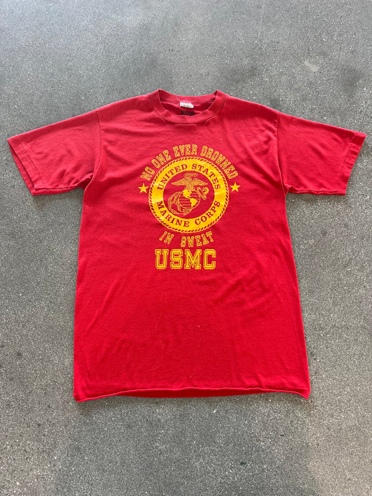 90’S “NO ONE EVER DROWNING IN SWEAT” USMC TEE - M