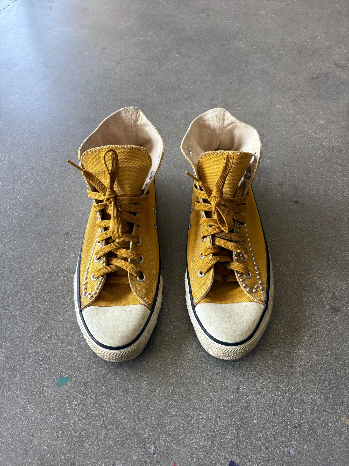 miUSA 80’S HIGH TOP STUDDED MUSTARD CONVERSE - 10.5 US MENS