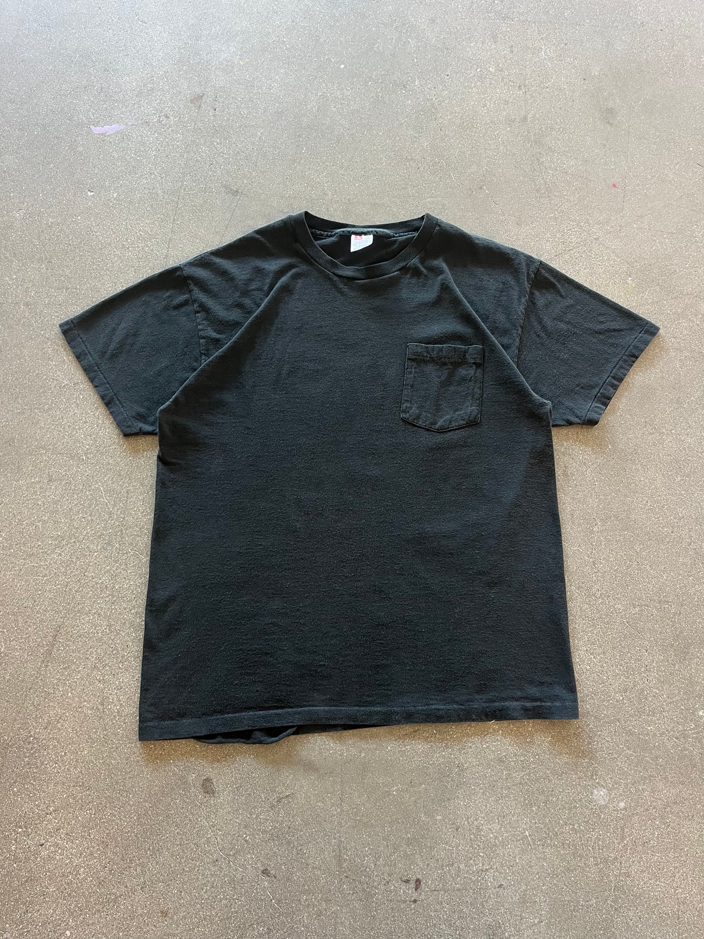 90’S BLACK HANES SELVEDGE POCKET TEE - L