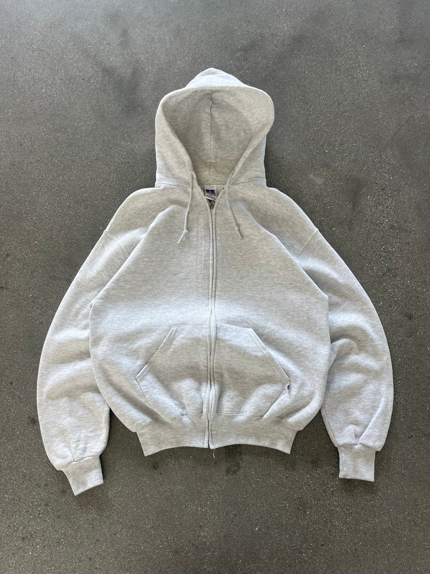 90’S HEATHER GRAY RUSSELL ZIP UP HOODIE - BOXY M
