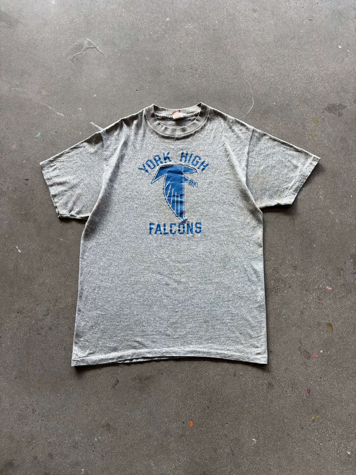 80’S HEATHER GRAY “YORK HIGH” TEE - M/L