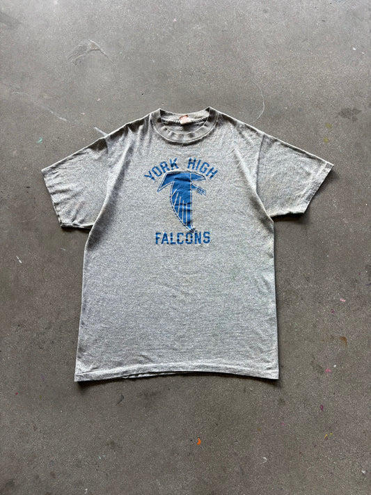 80’S HEATHER GRAY “YORK HIGH” TEE - M/L