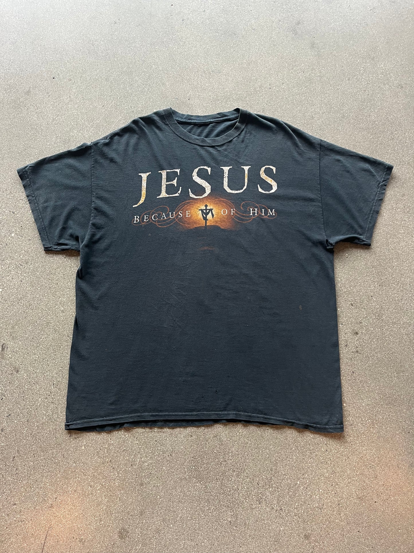 2000’S JESUS “BECAUSE OF HIM” TEE - BOXY XL