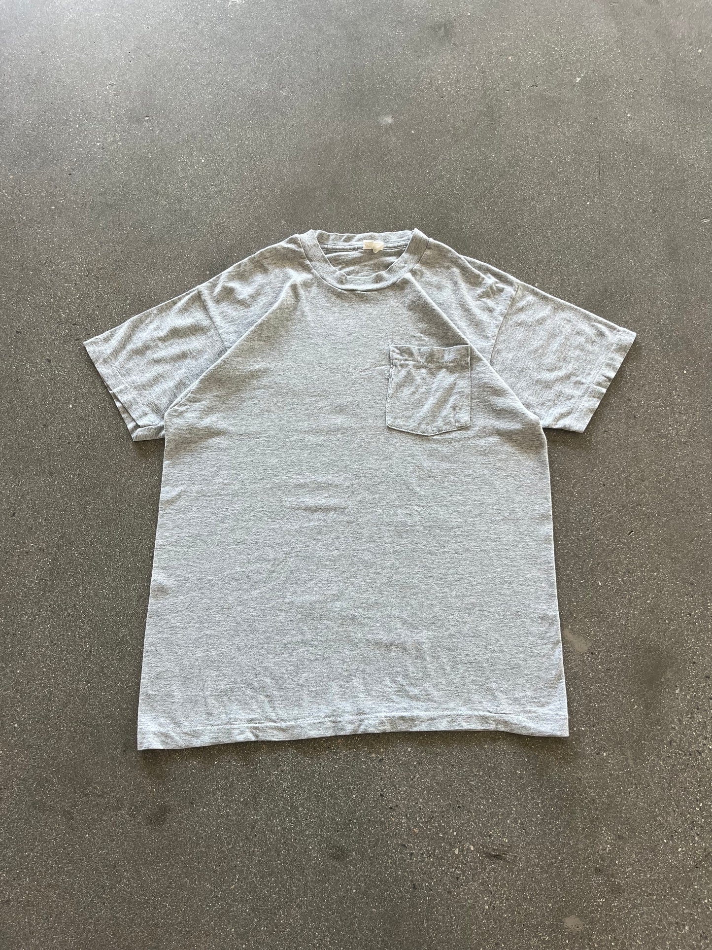 90’S HEATHER GRAY SELVEDGE POCKET TEE - M