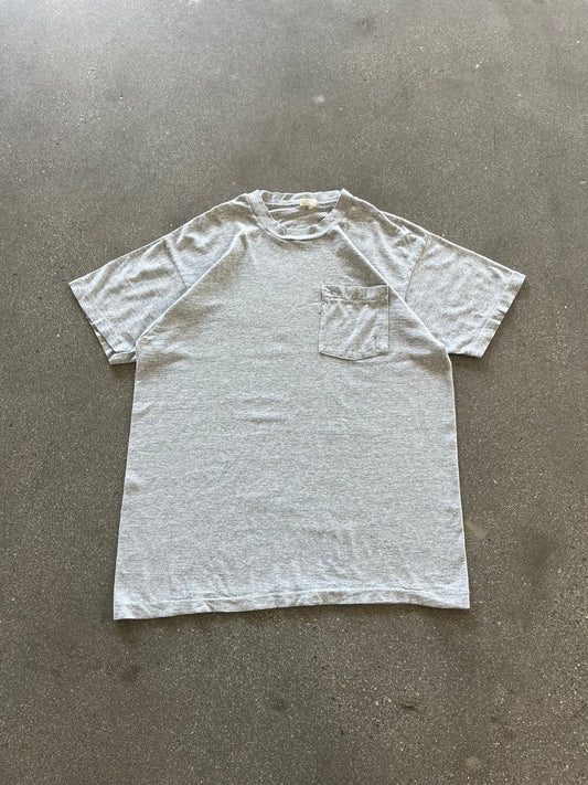 90’S HEATHER GRAY SELVEDGE POCKET TEE - M