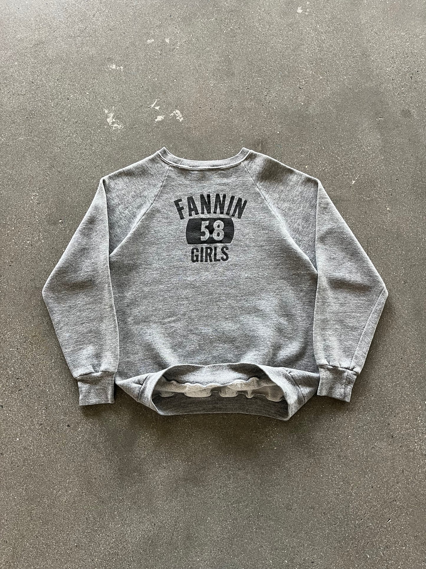 80’S HEATHER GRAY “FANNIN GIRLS” RAGLAN - S