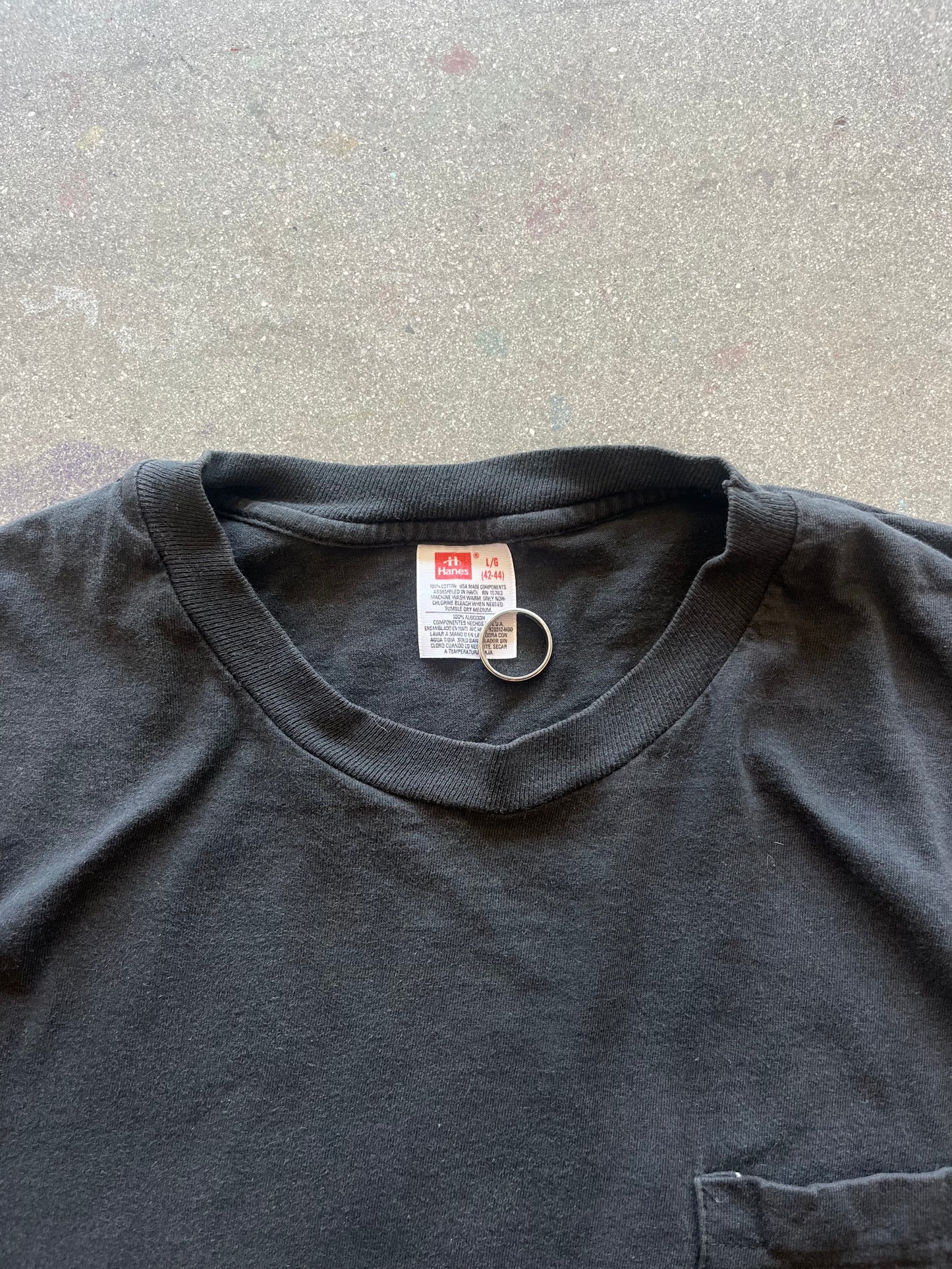 90’S FADED BLACK POCKET TEE - BOXY M/L