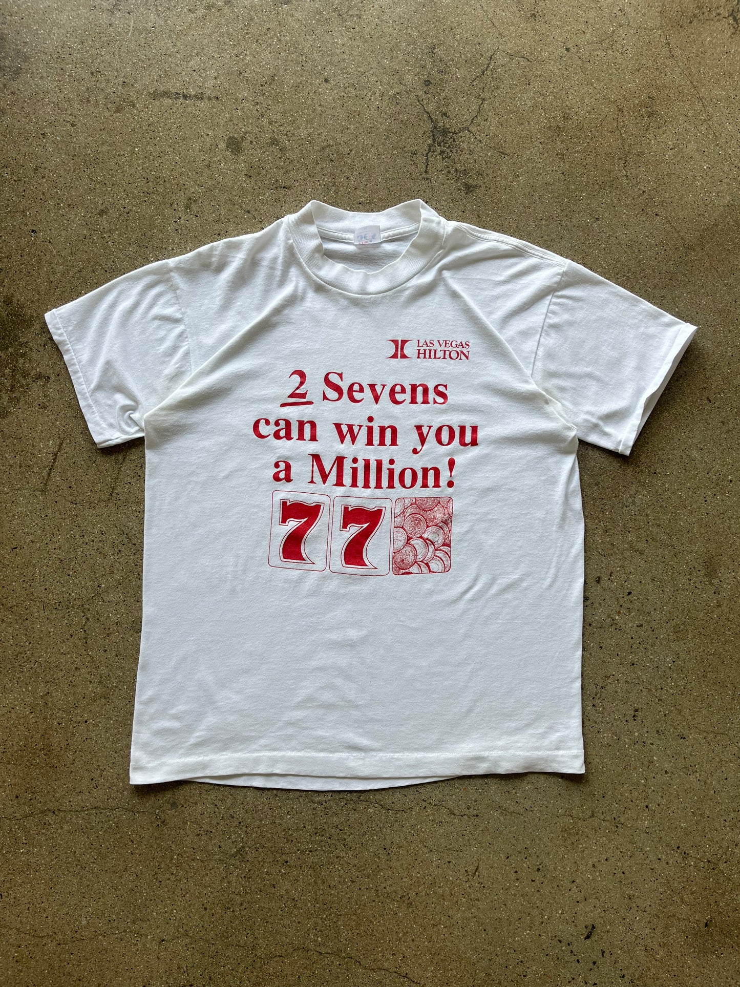 80’S “2 SEVENS” HILTON CASINO TEE - L