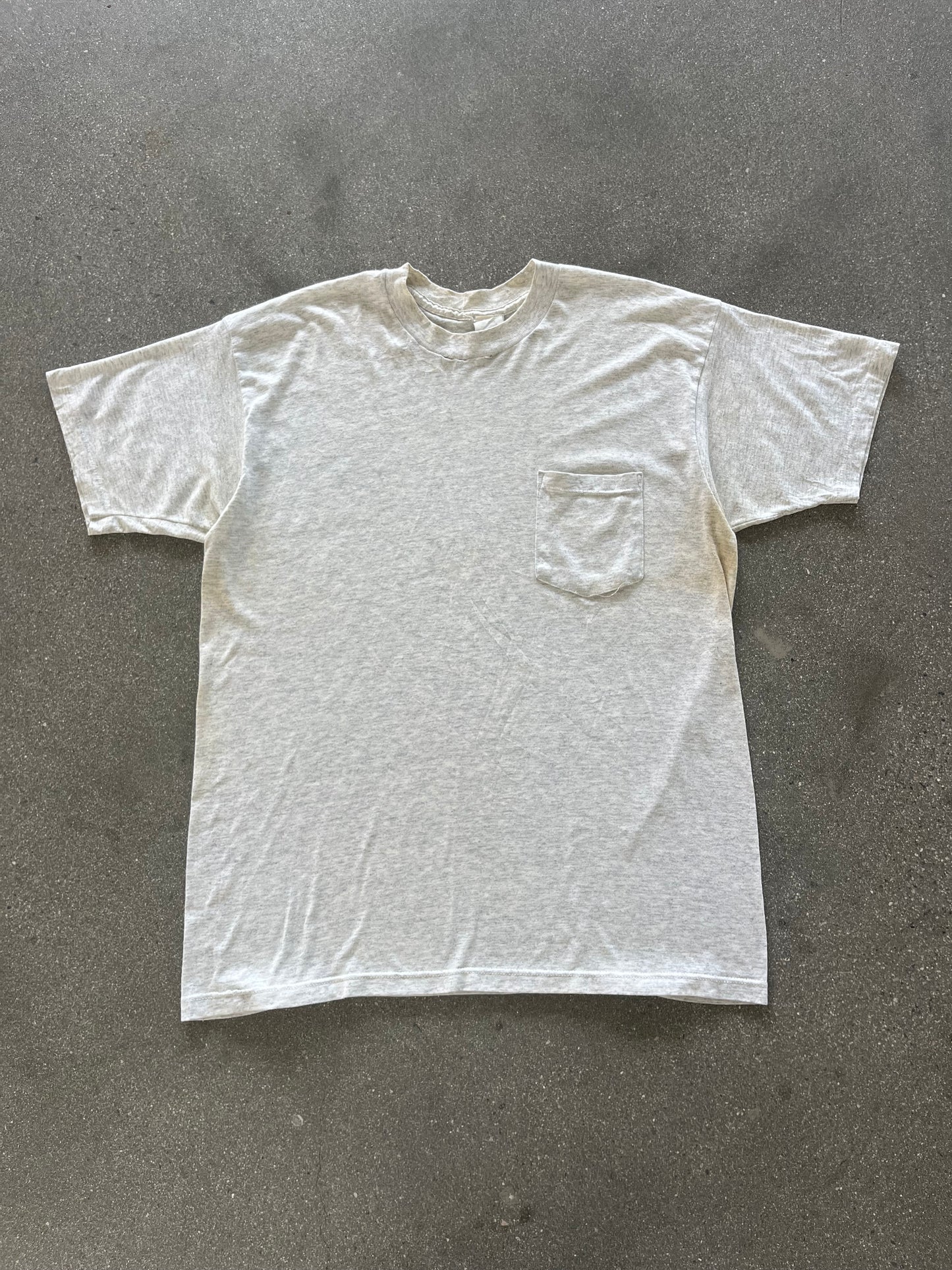 90’S HEATHER GRAY POCKET TEE - L