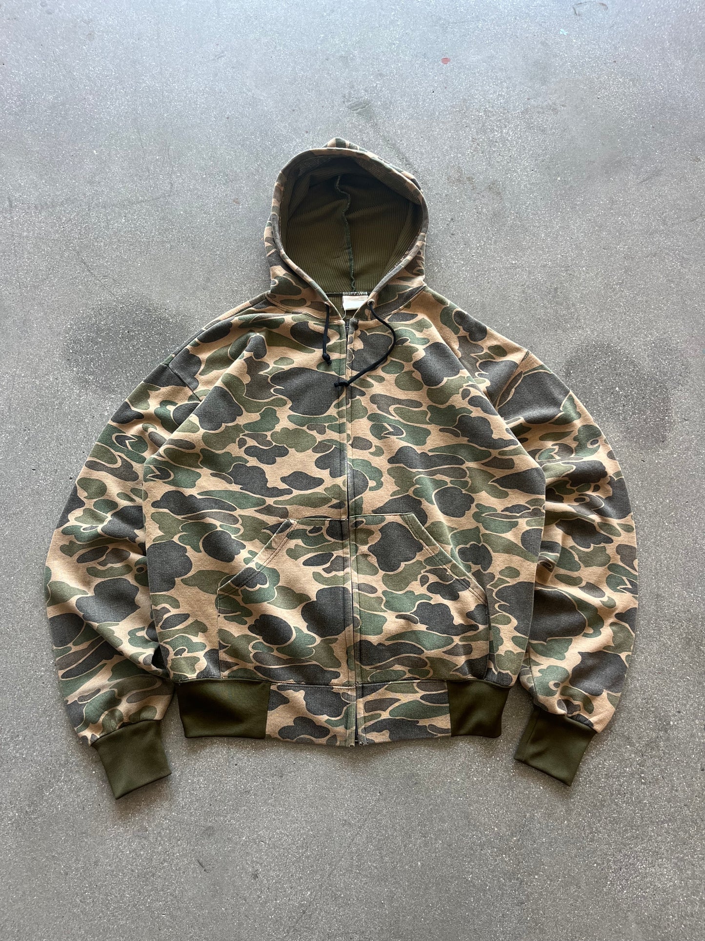 90’S CAMO FULL ZIP UP HOODIE - BOXY L