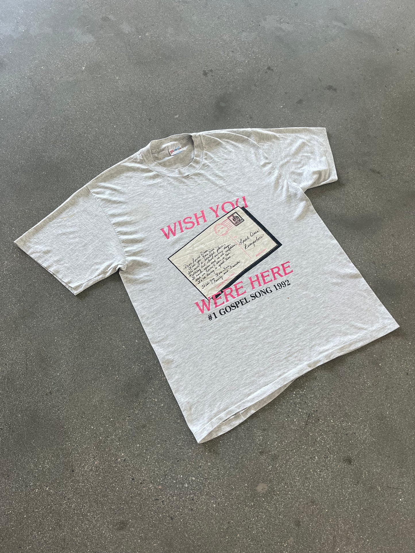 90’S “WISH YOU WERE HERE” TEE - L