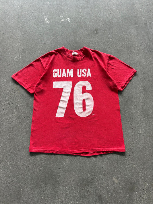 80’S RED “GUAM USA” JERSEY TEE - L