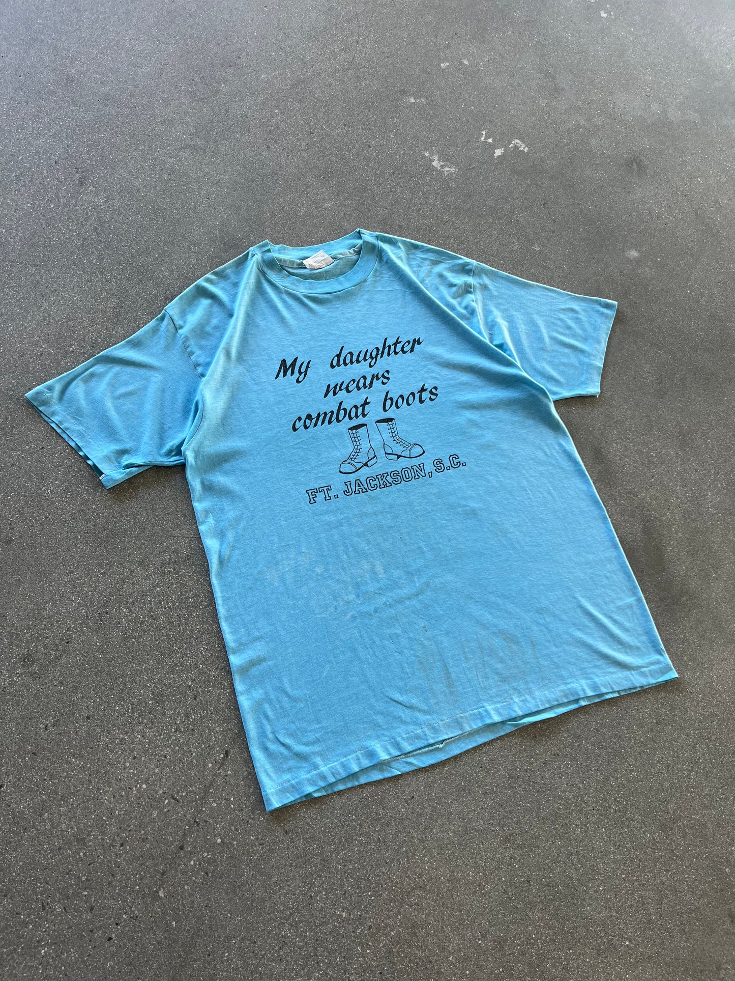 80’S “MY DAUGHTER WEARS COMBAT BOOTS” TEE - L